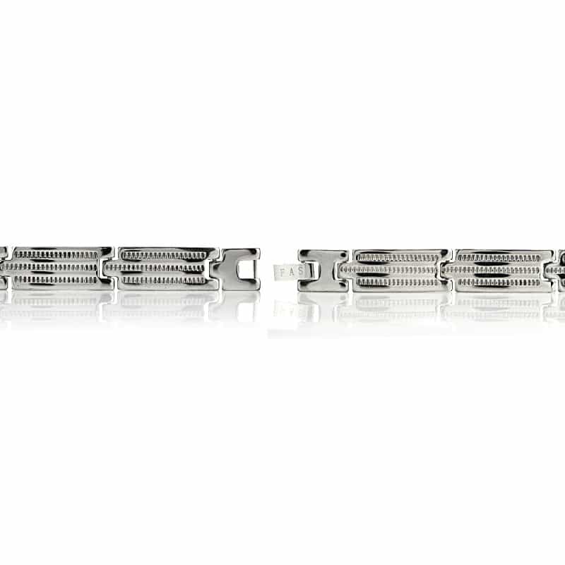 Stainless Steel Textured Link Classic Mens Bracelet