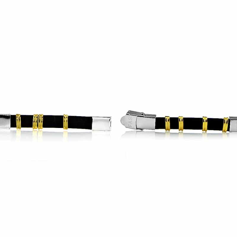 Stainless Steel Two Tone Rubbrty Cross Id Mens Bracelet