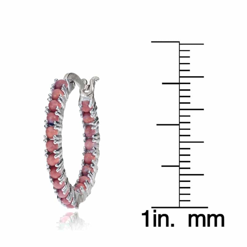 Sterling Silver Dyed Coral Inside Out Hoop Earrings