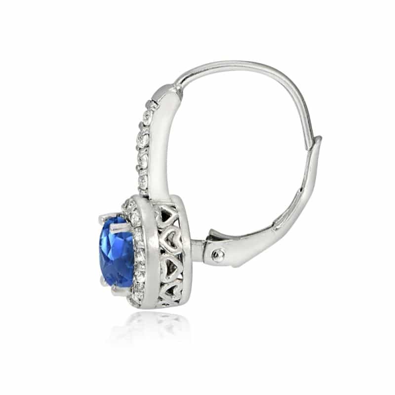 Sterling Silver Genuine Kyanite And White Topaz Round Leverback Earrings