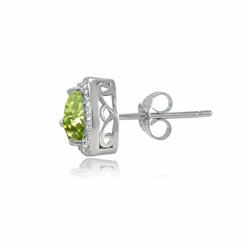 Sterling Silver Peridot & White Topaz Trillion-Cut Stud Earrings