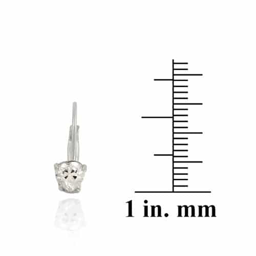 Sterling Silver Cz Heart Lever-Back Earrings