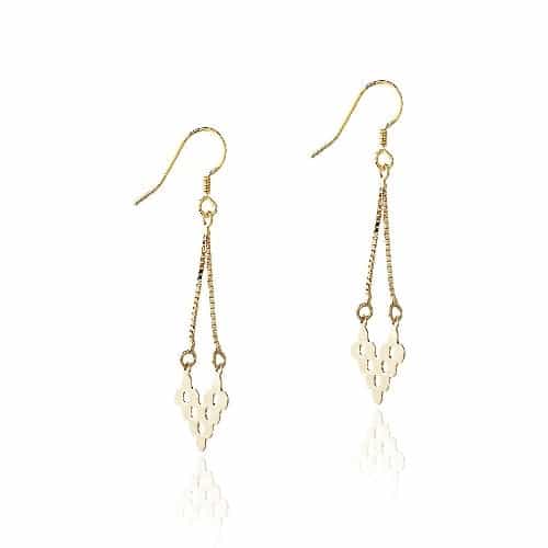18K Gold Over Sterling Silver V Shape Cut-Out Chandelier Earrings