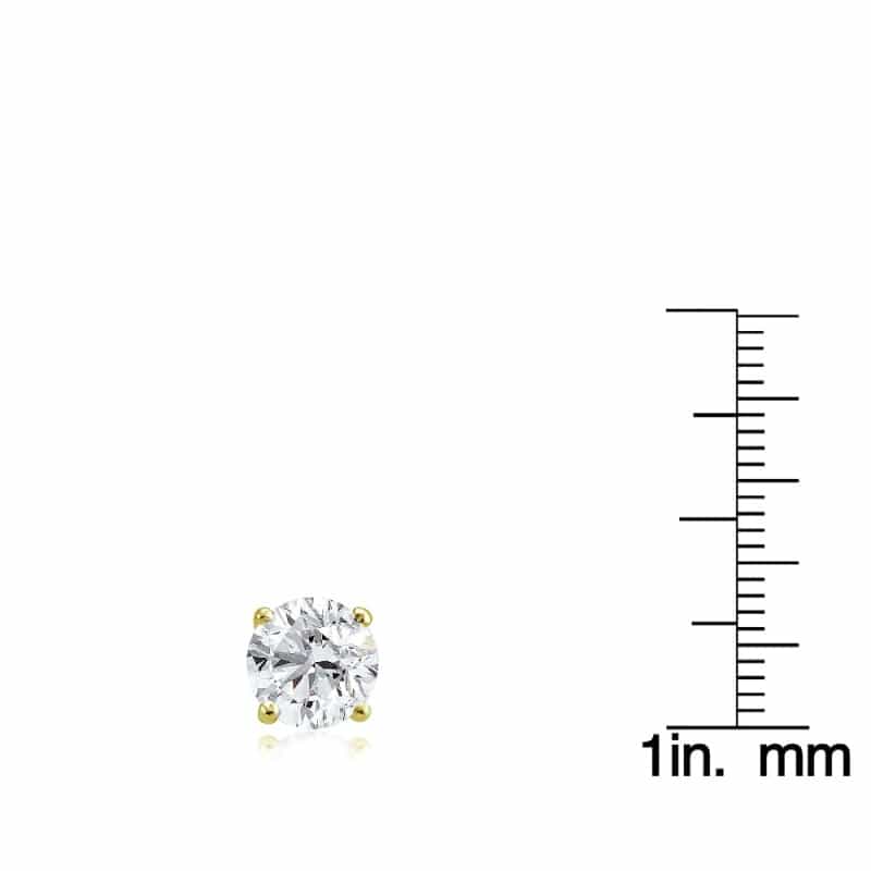 Gold Tone Over Sterling Silver 4Ct Cubic Zirconia 8Mm Round Stud Earrings