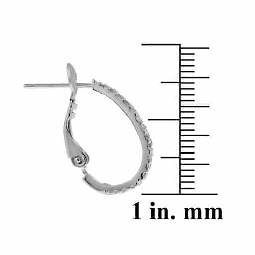 Sterling Silver Two Row Cz Half Hoop Earrings