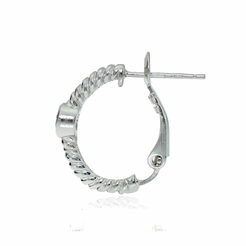 Sterling Silver Cubic Zirconia Round Oval J-Hoop Earrings