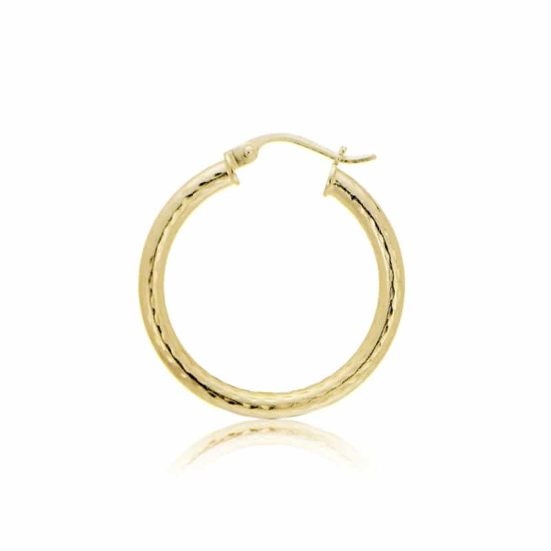 Gold Tone Over Sterling Silver 2.5Mm Diamond Cut Polished Round Hoop Earrings, 20Mm