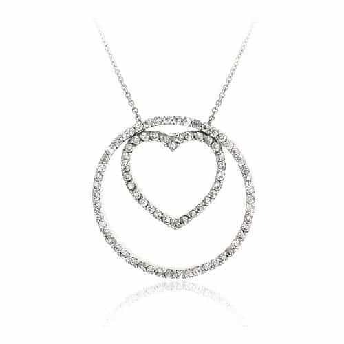 3 In 1! Sterling Silver .925 Diamond Cubic Zirconia Stone Heart Circle Eternity Cz Pendant/Slide
