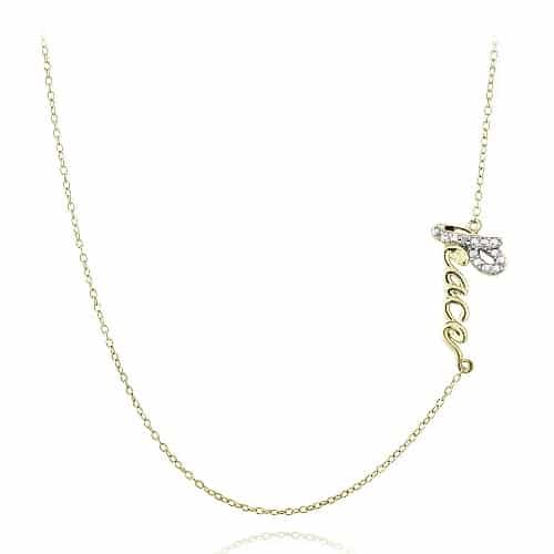 Gold Tone Over Sterling Silver Diamond Accent Peace Chain Necklace