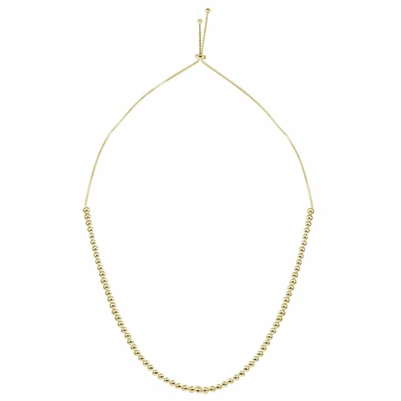 Gold Tone Over Sterling Silver 6Mm Beads Adjustable Necklace