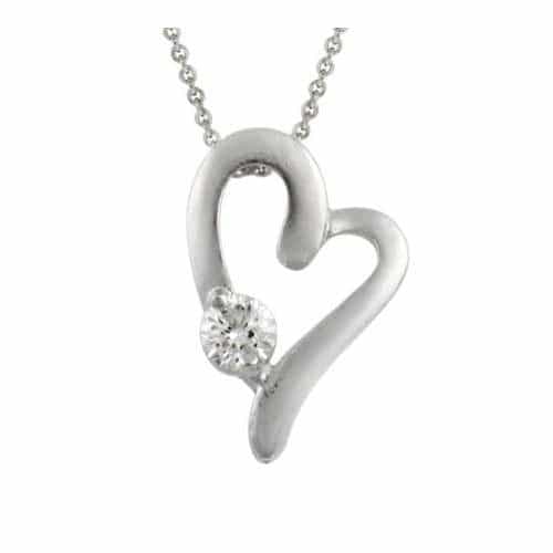 Sterling Silver Romantic Cz Heart Pendant