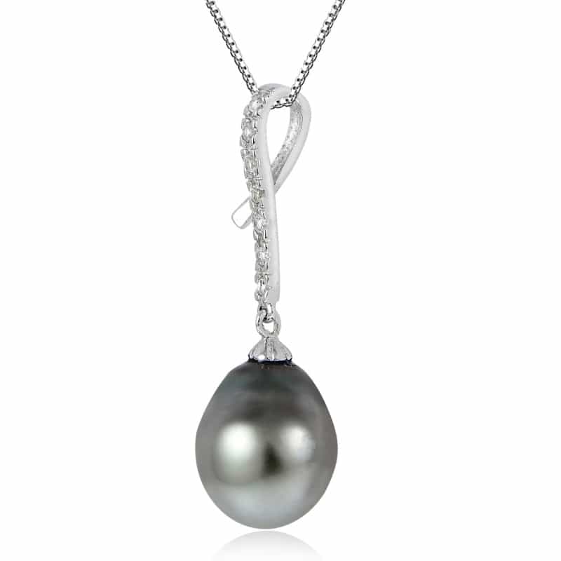 Haute Jewels Sterling Silver 11Mm Tahitian Cultured Pearl & White Topaz Twist Loop Necklace