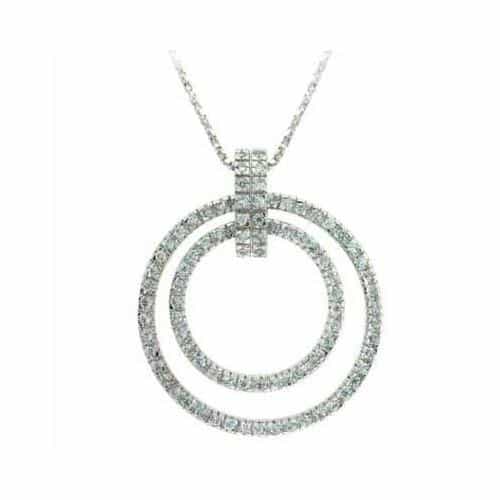 Sterling Silver Cz Double Eternity Celebrity Pendant