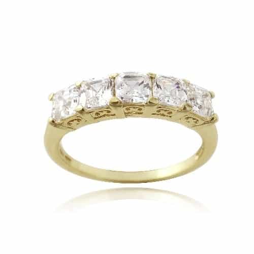 1K Gold Over Sterling Silver Asscher Cut Cz Semi Eternity Band Ring - 5
