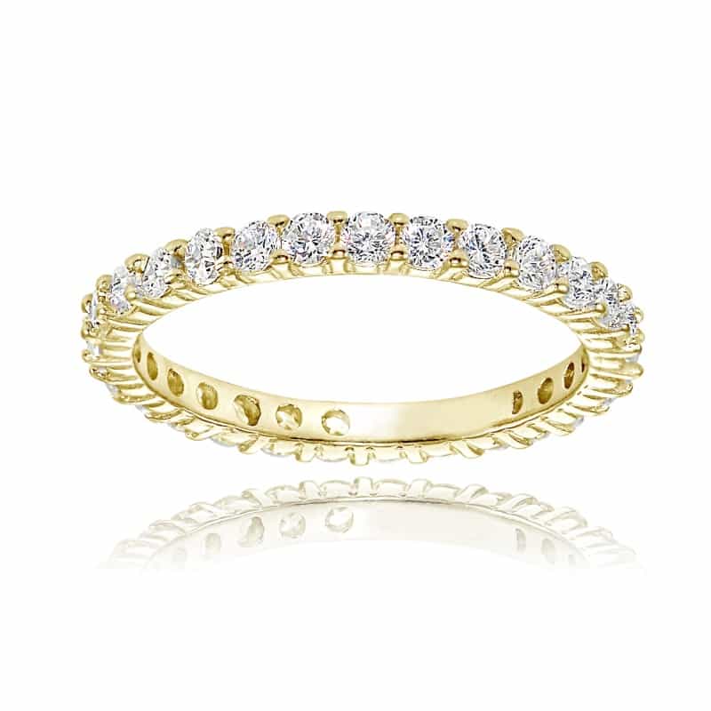 1K Gold Over Silver Cubic Zirconia 2Mm Round-Cut Eternity Band Ring - 5